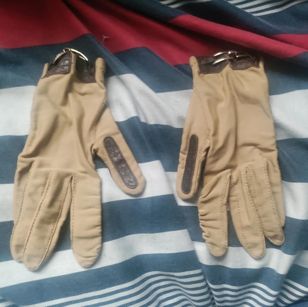 Tan and Brown Leather Gloves